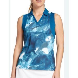 Women's Marble Pin Tuck Sleeveless Golf Polo Size Medium